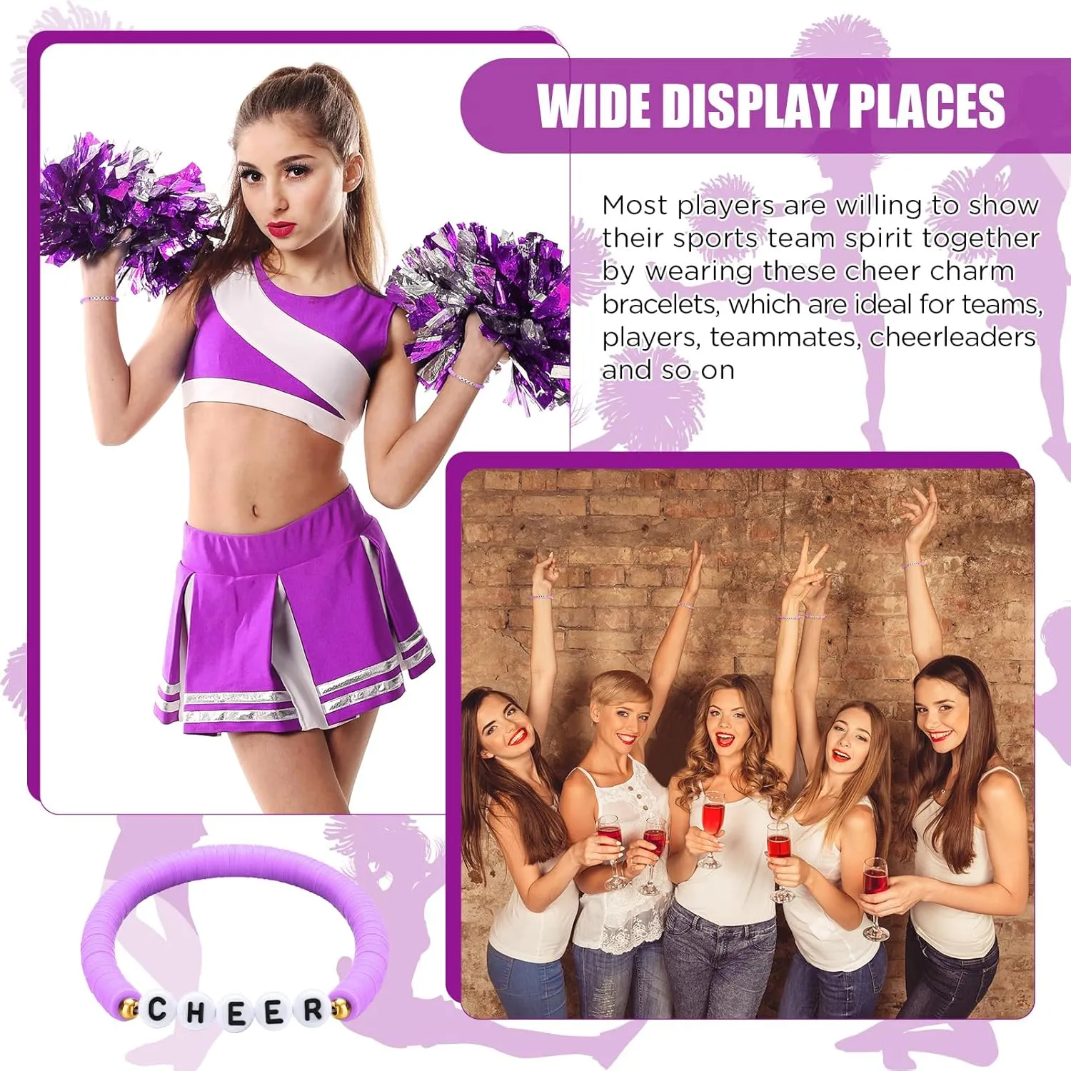 24 Pcs Cheerleader Gifts Stackable Clay Bead Cheer Bracelets Y2k Heishi Surfer Friendship Bracelets for Girls
