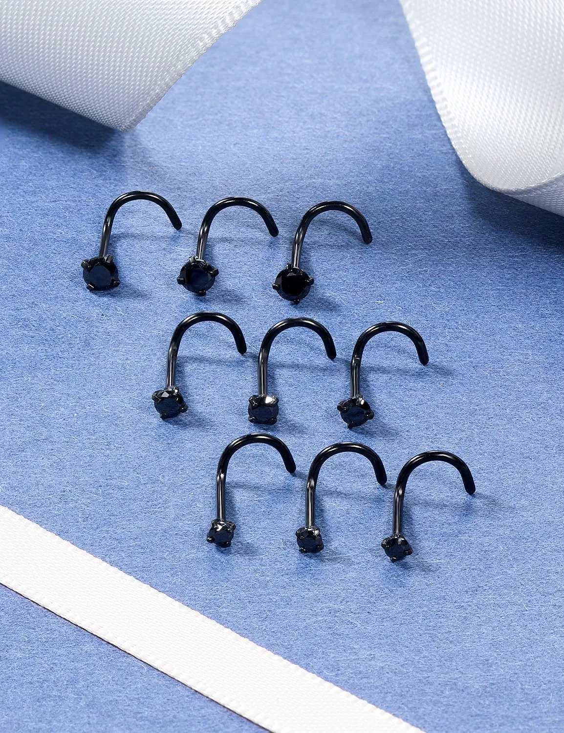 24G 22G 20G 18G Nose Rings Studs Piercing Jewelry For Women Men 316L Surgical Steel Screw Nose Rings Studs Corkscrew Nostrial Piercing Jewelry for Women Men Diamond CZ 2mm 2.5mm 3mm