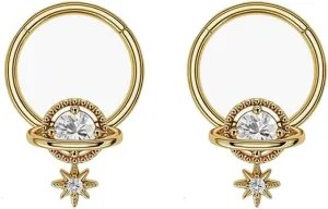 2Pcs 16G Planet Septum Rings Surgical Steel Septum Jewelry Helix Daith Earrings 10mm Hinged Segment Rings Nose Cartilage Piercing Jewelry for Women