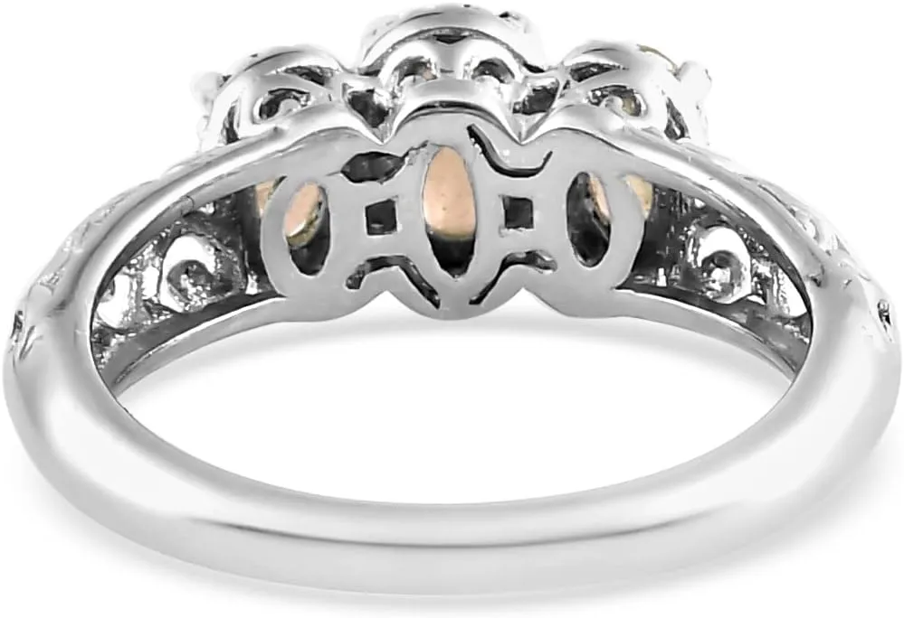 3 Birthstone Rings for Women in 925 Sterling Silver with Platinum Plated Daughters Mothers Ring - Gemstone Jewelry Birthday for Her Birthday Gifts