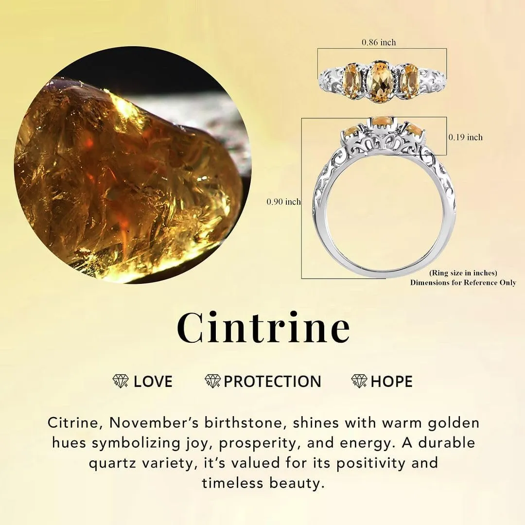 3 Birthstone Rings for Women in 925 Sterling Silver with Platinum Plated Daughters Mothers Ring - Gemstone Jewelry Birthday for Her Birthday Gifts