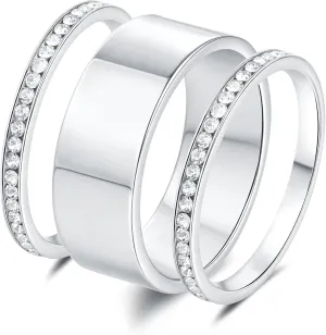 3-Pack Silver Rings For Women Non Tarnish, Cubic Zirconia Ring for Women, Sterling Silver Rings For Women