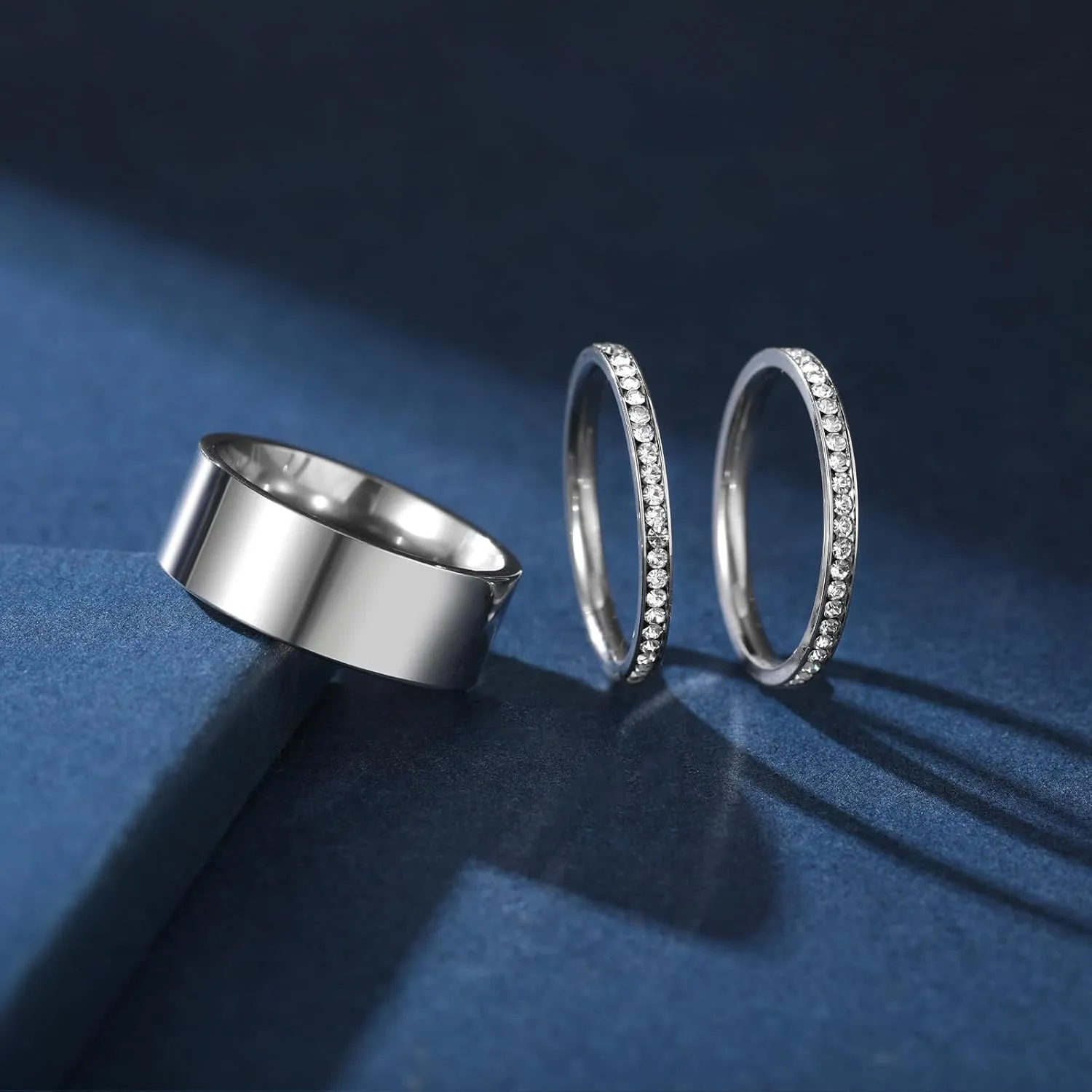 3-Pack Silver Rings For Women Non Tarnish, Cubic Zirconia Ring for Women, Sterling Silver Rings For Women
