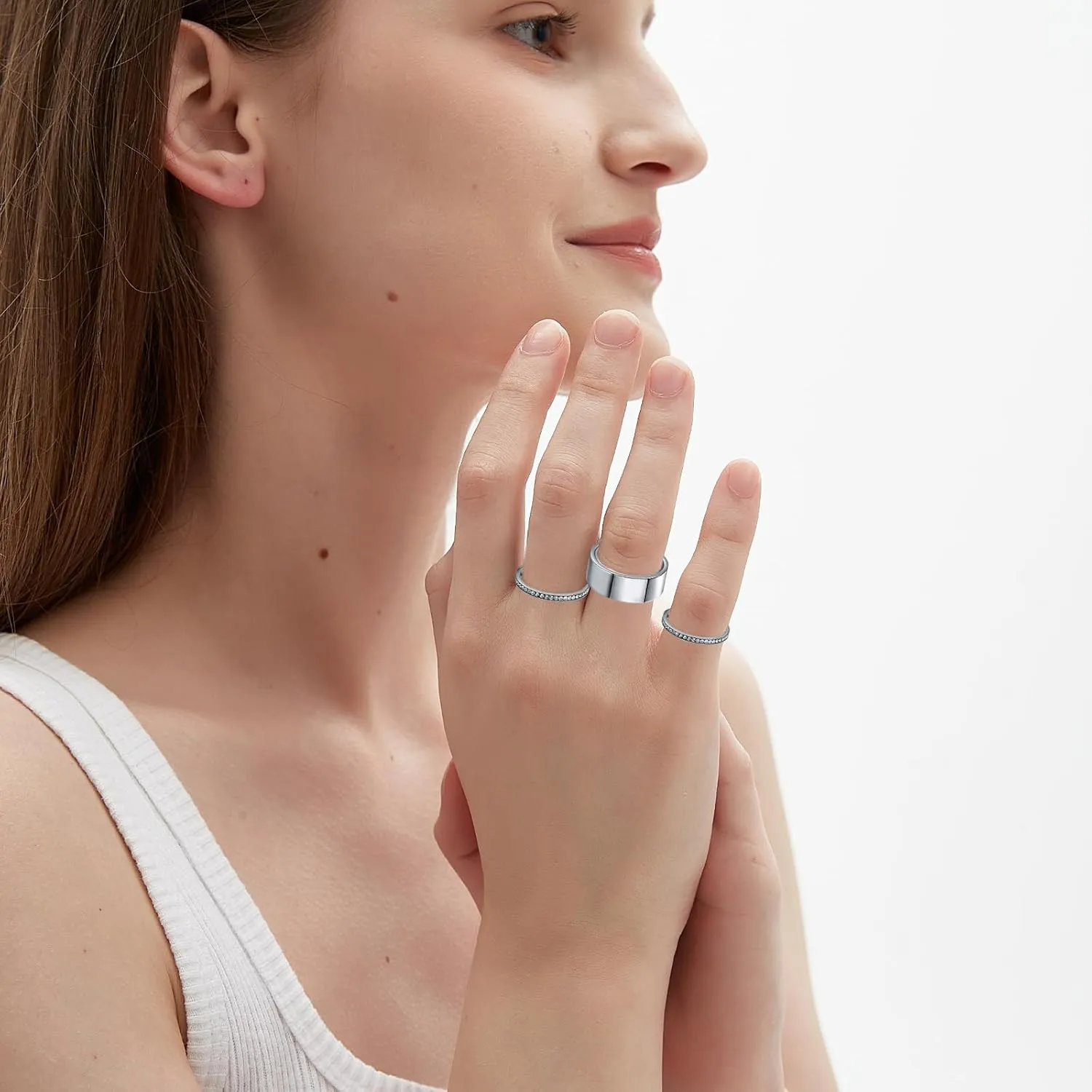 3-Pack Silver Rings For Women Non Tarnish, Cubic Zirconia Ring for Women, Sterling Silver Rings For Women