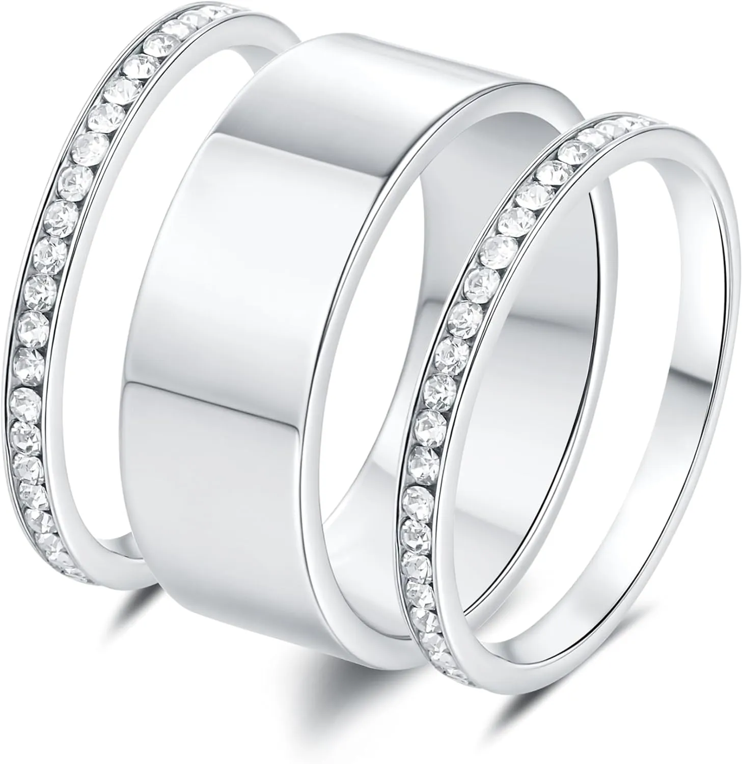 3-Pack Silver Rings For Women Non Tarnish, Cubic Zirconia Ring for Women, Sterling Silver Rings For Women
