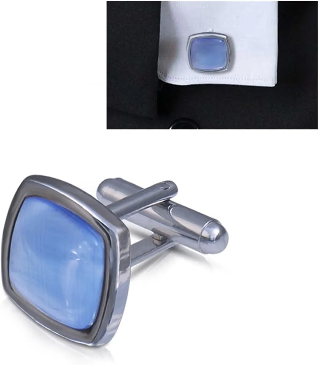 3 Pairs Cufflinks for Mens Shirt Cats Eye Metal Rhinestone Cufflink Men Suit Wedding Business Jewelry(Color:4)