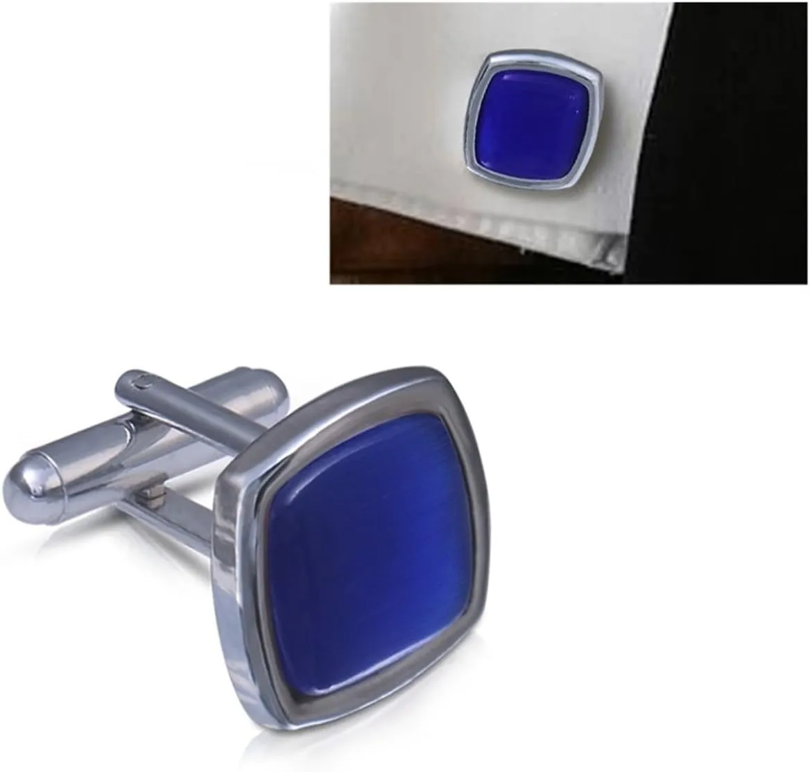 3 Pairs Cufflinks for Mens Shirt Cats Eye Metal Rhinestone Cufflink Men Suit Wedding Business Jewelry(Color:4)