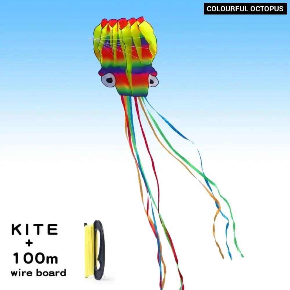 3d Octopus Soft Kite 5m Giant Kite with 100m Tire Line Giant Soft Kites for Adults Outdoor Toys