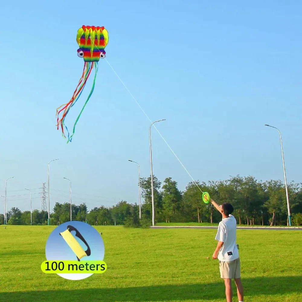 3d Octopus Soft Kite 5m Giant Kite with 100m Tire Line Giant Soft Kites for Adults Outdoor Toys