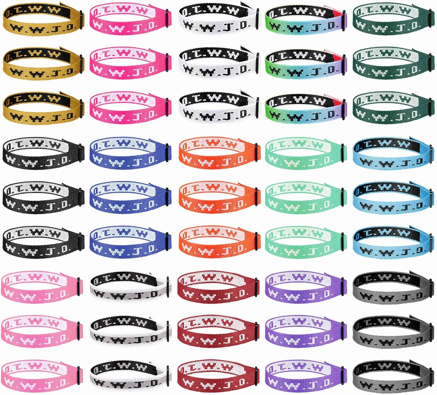 45PCS WWJD Webbing Bracelets for Men Women What Would Jesus Do Bracelets Adjustable Religious Christian Bracelets Bulk Colorful Woven Wristbands Faith Bracelet for Fundraisers