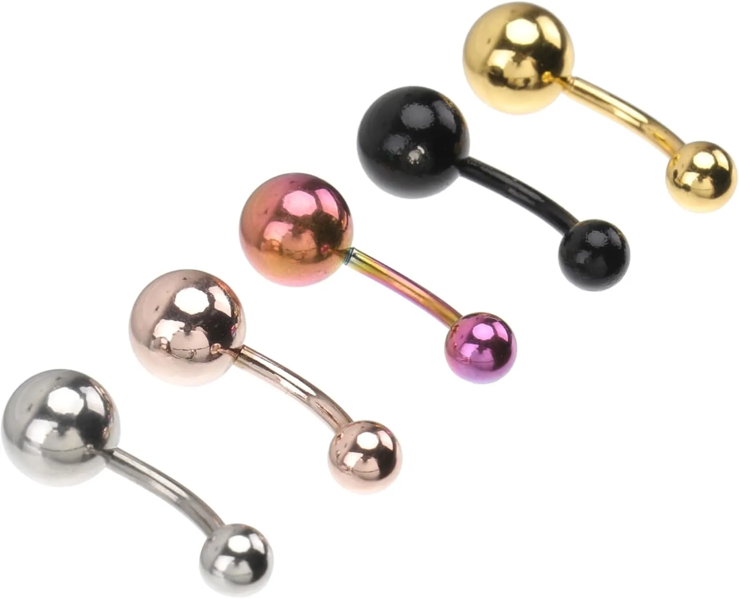 5pcs Ball Belly Button Ring Cute for Women Silver Gold Cute Belly Button Rings Short Navel Ornaments Body Piercing Jewelries Fashion Belly Jewelry Belly Decor Stainless Steel