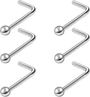 6 PCS Titanium Nose Studs/Surgical Steel/for Women Nostril Piercing Jewelry 20g
