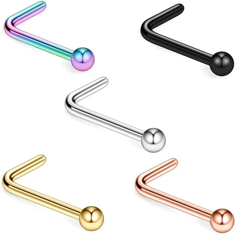6 PCS Titanium Nose Studs/Surgical Steel/for Women Nostril Piercing Jewelry 20g