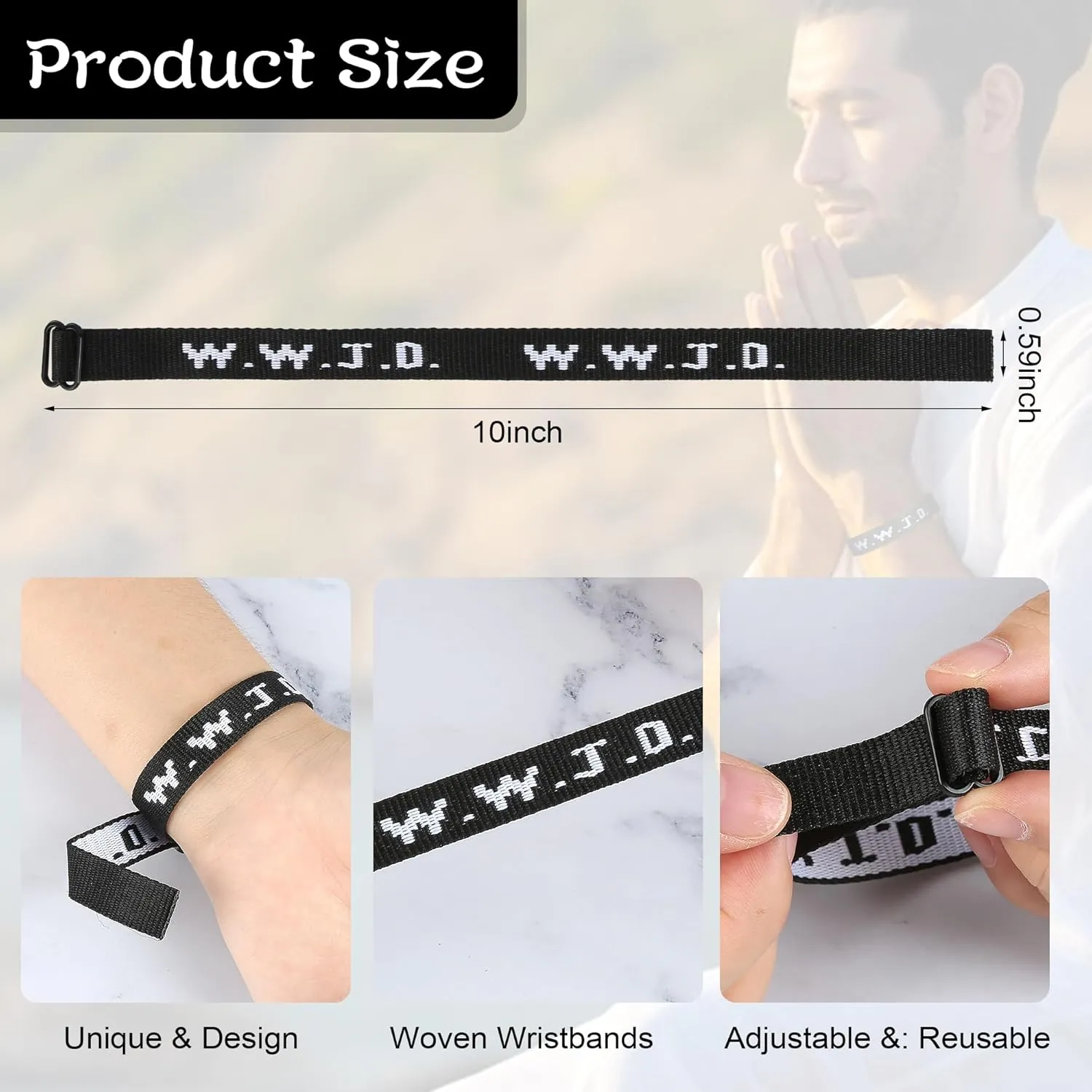 6PCS WWJD Bracelet for Women Men, Christian Gifts Wristbands, WWJD Rubber Bracelets - What Would Jesus Do Bracelet