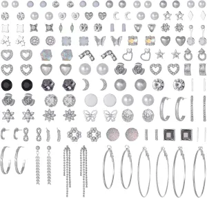 72 Pairs Earrings for Women Stud Earrings Set Multipack of Flower Studs Heart Studs Hoop Earrings Shinning Tassel Earrings Jewelry for Any Occasions