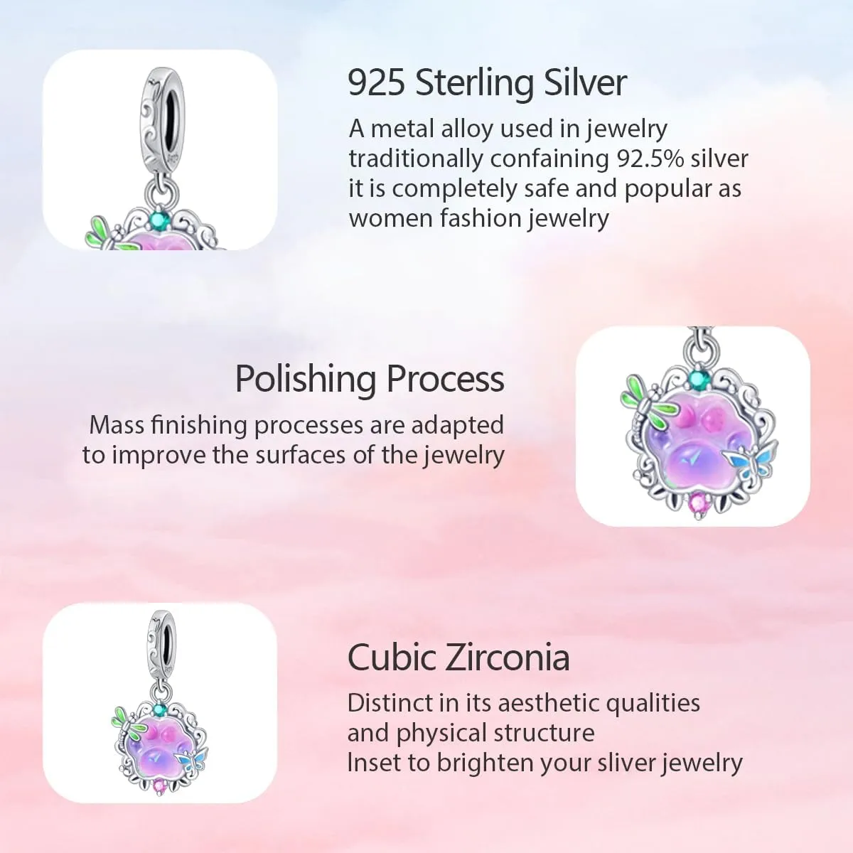 925 Sterling Silver Charms for Bracelets and Necklaces Lipstick and Perfume High Heels Dangle Pendants Heart Butterfly Bead Charms Halloween Christmas Gift for Womens