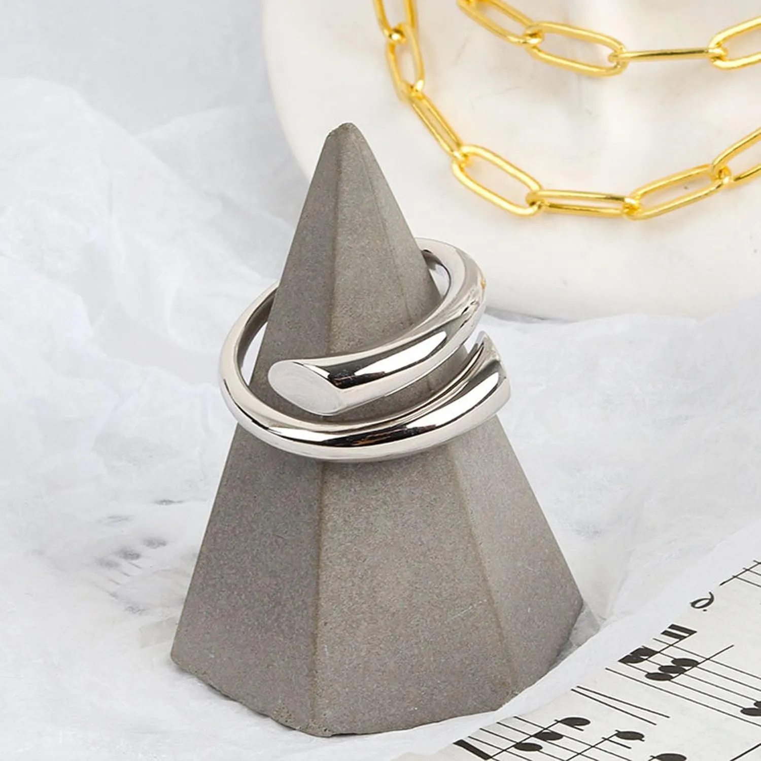925 Sterling Silver Rings Handmade Rings Adjustable Open Teardrop Rings Waterdrop Ring for Women