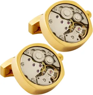A N KINGPiiN Mechanical Cufflinks for Men - Luxury Men's Cufflinks, Steampunk Watch Movement Shape for Wedding Anniversary Business Shirt Father's Day