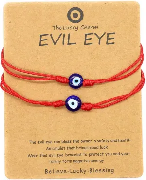 Adjustable Red Black String Blue Evil Eye Bracelets for Women Men Handmade Charm Lucky Bracelets