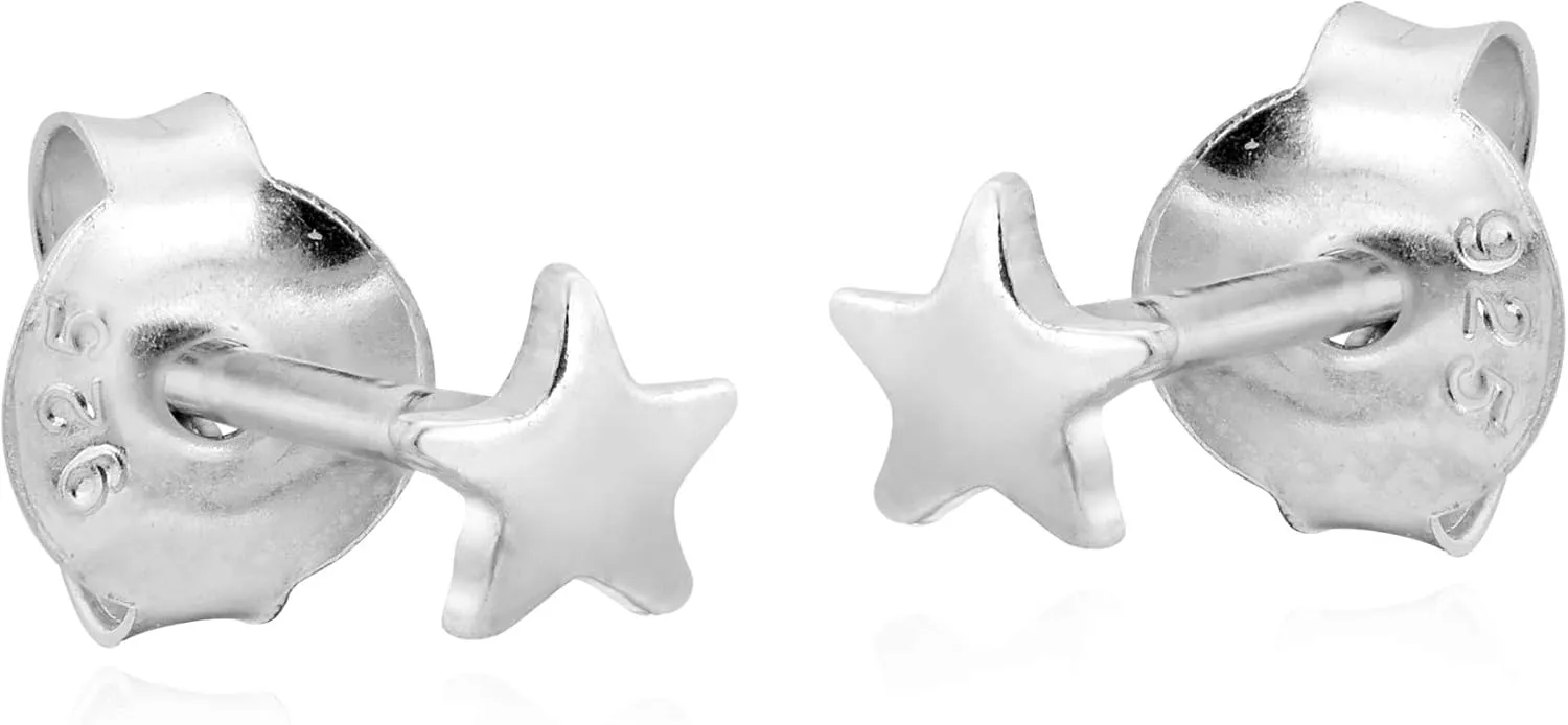 AeraVida 925 Sterling Silver Tiny Star Stud Earrings in 3mm, 6mm, 8mm, 10mm and 15mm Sizes | Minimalist .925 Silver Jewelry