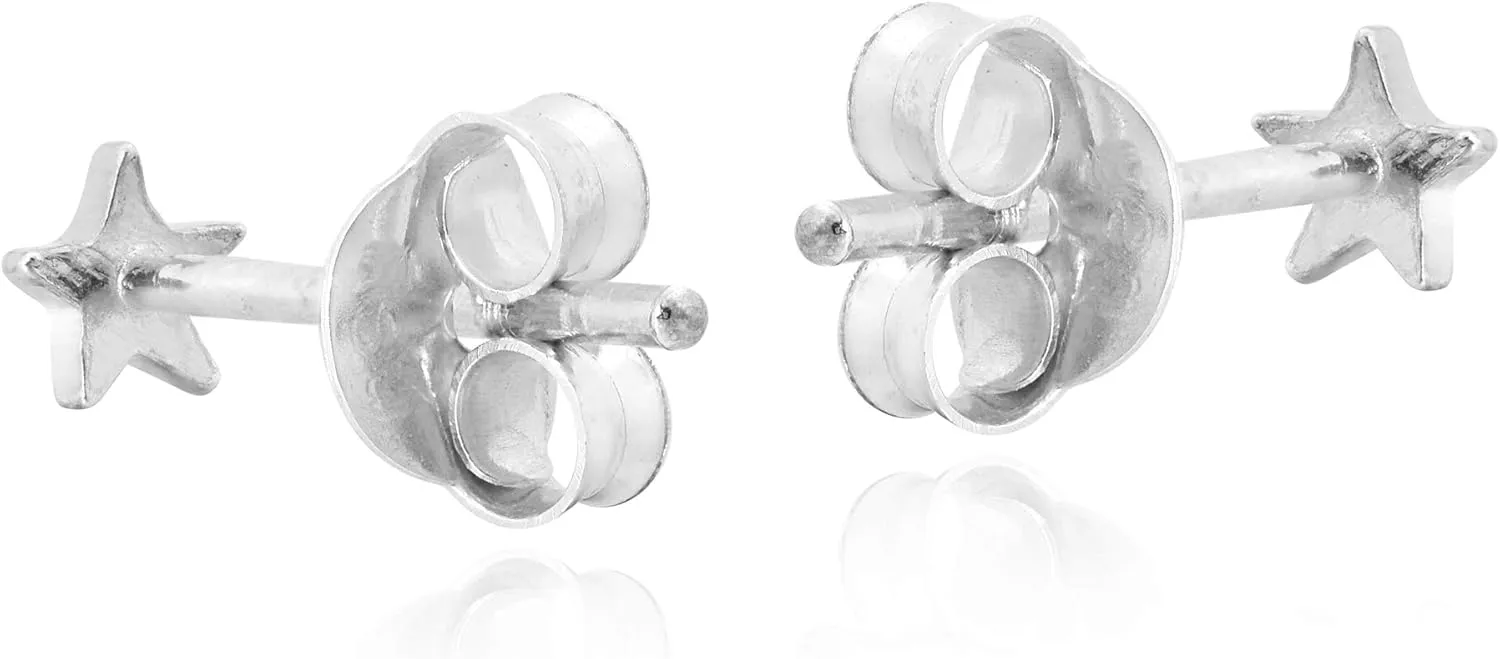 AeraVida 925 Sterling Silver Tiny Star Stud Earrings in 3mm, 6mm, 8mm, 10mm and 15mm Sizes | Minimalist .925 Silver Jewelry