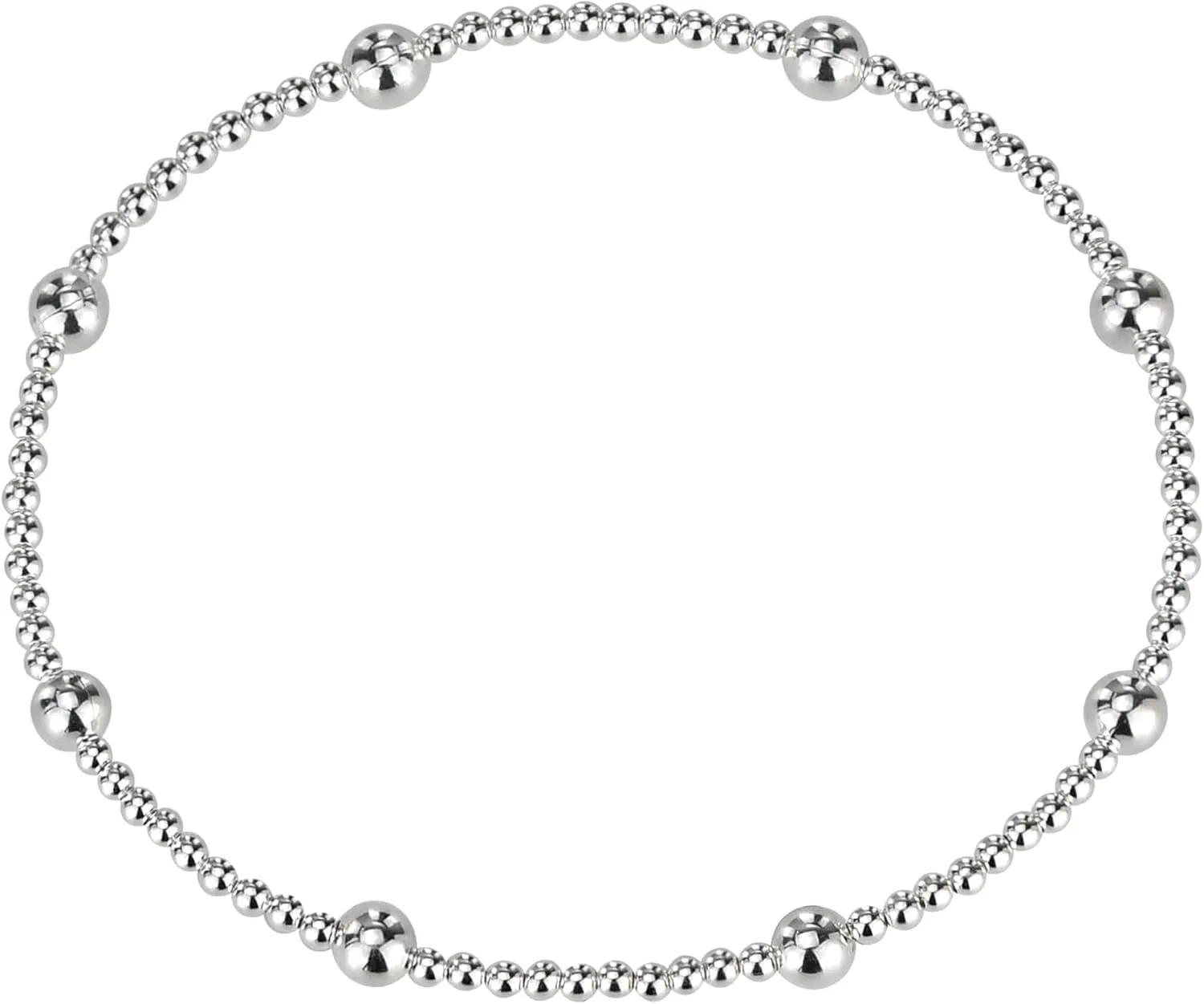 AeraVida Sleek Elastic Bead Link Sterling Silver Bracelet | Classic Sterling Silver Bangle Bracelet | Vintage Bangle Bracelets for Women | Sterling Silver Bracelets | Jewelry Gifts for Women, Small,