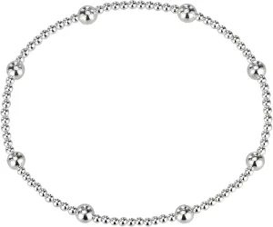 AeraVida Sleek Elastic Bead Link Sterling Silver Bracelet | Classic Sterling Silver Bangle Bracelet | Vintage Bangle Bracelets for Women | Sterling Silver Bracelets | Jewelry Gifts for Women, Small,