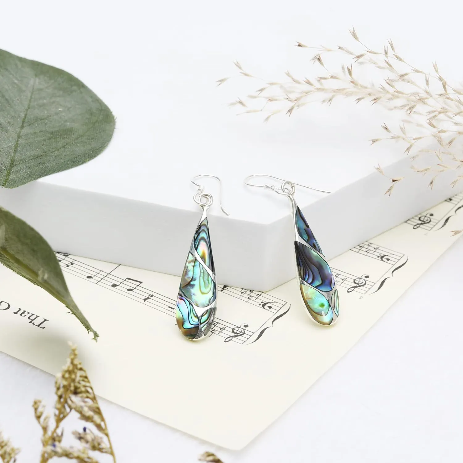 AeraVida Vintage Stone Teardrop Birthstone Sterling Silver Earrings, 9x45 mm | Dangle Earrings for Women