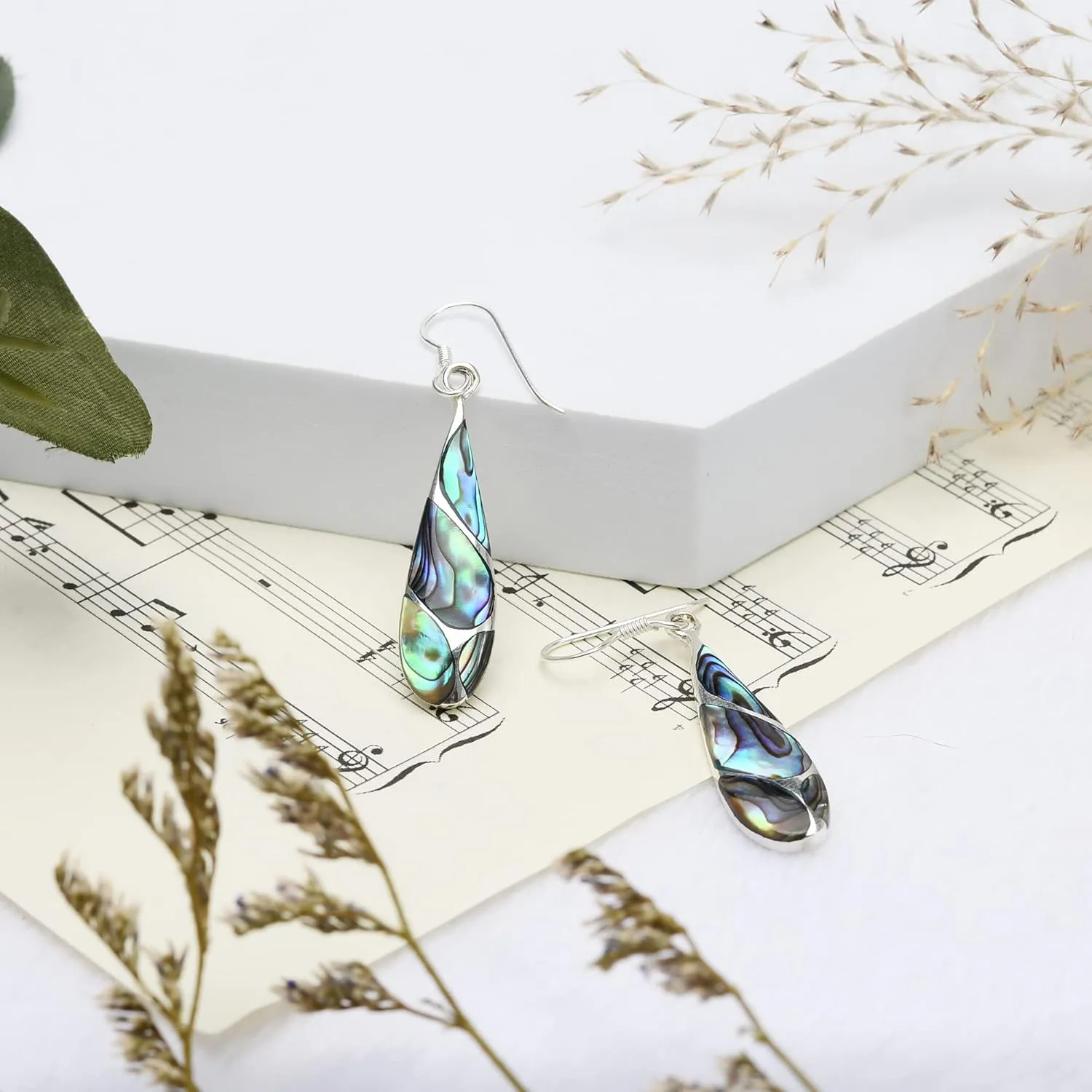 AeraVida Vintage Stone Teardrop Birthstone Sterling Silver Earrings, 9x45 mm | Dangle Earrings for Women