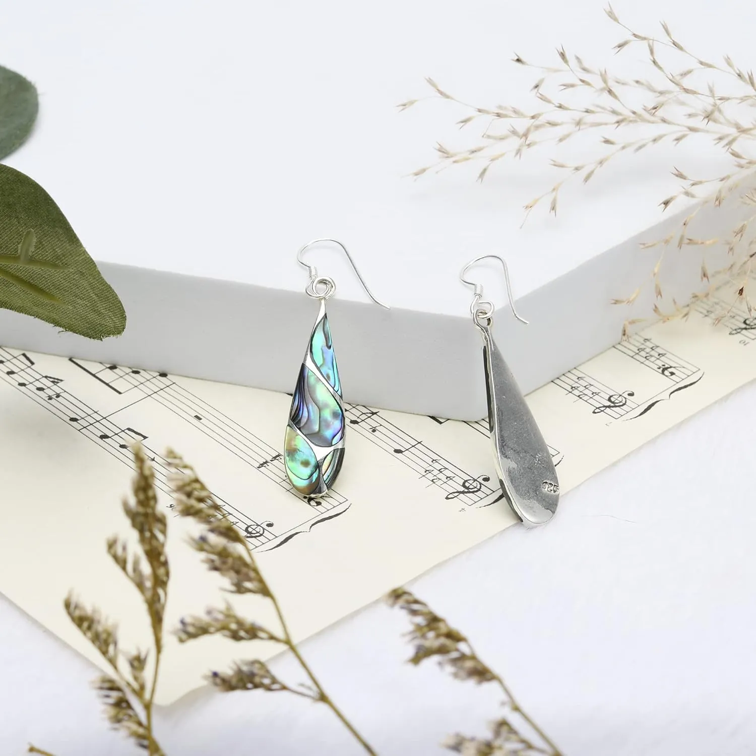 AeraVida Vintage Stone Teardrop Birthstone Sterling Silver Earrings, 9x45 mm | Dangle Earrings for Women