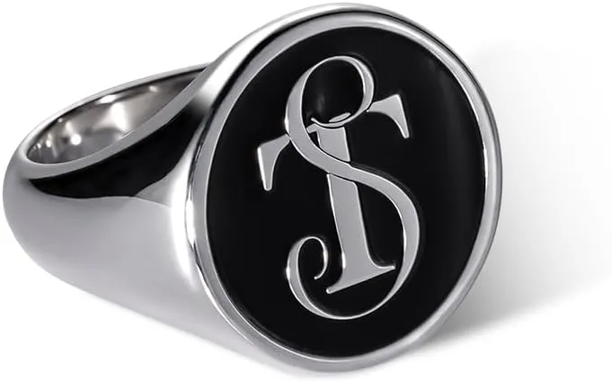 AILIN Custom Initial Rings For Men Women Sterling Silver 925/Brass Pinky Ring For Dad Father Personalized Alphabet Letter Rings For Him Birthday Gifts