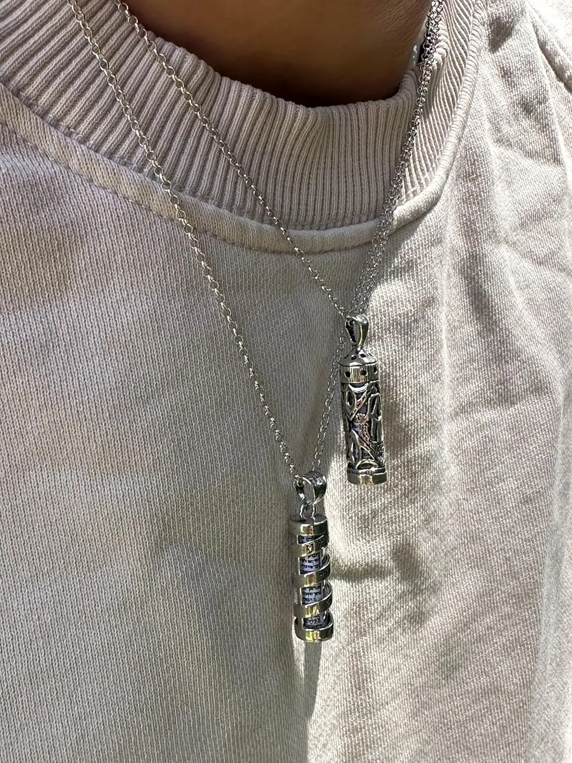 Alef Bet by Paula Mezuzah Necklace Sterling Silver Men and Women
