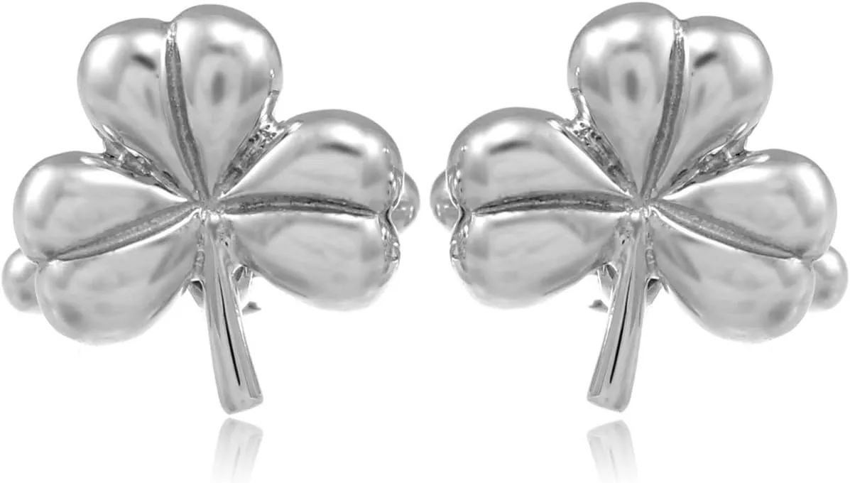 Alexander Castle Men's Cufflinks 925 Sterling Silver Shamrock Irish Cufflinks 17mm x 17mm Celtic Cufflinks with Jewelry Gift Box