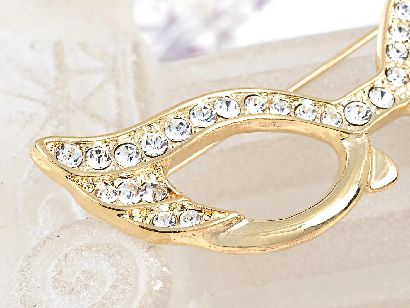 Alilang Glasses Brooch Pin Clear Crystal Rhinestones Rectangle Cat Eye Mask