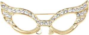 Alilang Glasses Brooch Pin Clear Crystal Rhinestones Rectangle Cat Eye Mask