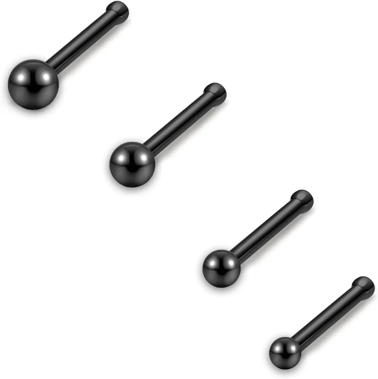 AllerPierce 20G 20Pcs Nose Studs Rings Stainless Steel CZ L Shape Bone Screw Stud Nose Piercing Jewelry for Women Men Hypoallergenic Nose Pin 1.5mm 2mm 2.5mm 3mm