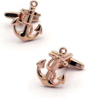 Anchor Cufflinks  Classic Rose Gold Nautical Design, Ideal Accessory for Navy and Sea Lovers