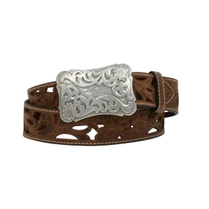 Angel Ranch by 3D Ladies Filigree Cutout Brown Leather Belt DA2072