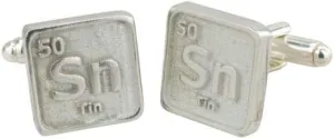 Anniversary Gifts Periodic Science Table SN Tin Cufflinks - Made from 100% Pure Tin - 10th Idea