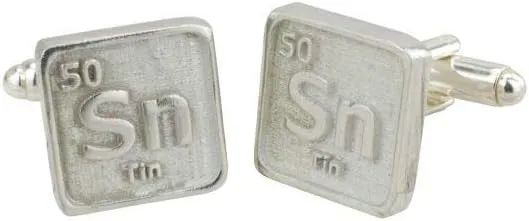 Anniversary Gifts Periodic Science Table SN Tin Cufflinks - Made from 100% Pure Tin - 10th Idea