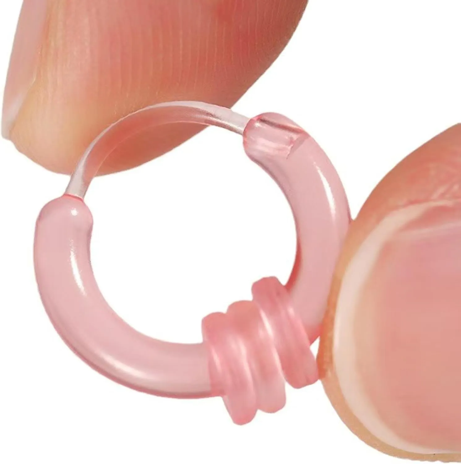 Anti-Allergy Unisex Plastic Hoop Ear Retainers & Nose Rings Set, 12 Pairs, With Extra Rings and Buckle (Pink)