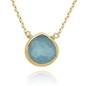 Aquamarine Necklace for Women, Premium Gold Heart Bezel Necklaces - Tarnish Free 18K Gold Plated Certified S925 Classic Statement Necklace Gold Jewelry for Women - Mothers Day Gifts for Mom Wife