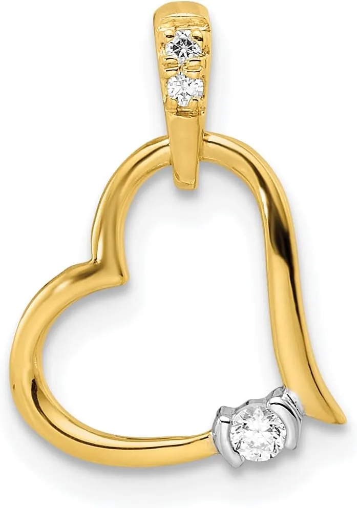 Avariah Gold 14k Two-tone Polished Heart Diamond Pendant