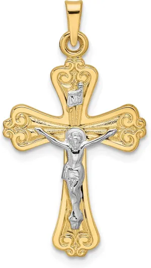 Avariah Gold 14k Two-tone Polished Solid INRI Crucifix Pendant