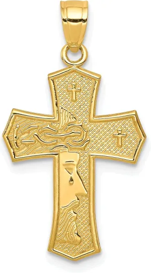 Avariah Solid 10K Yellow Gold Passion Cross W/JESUS Reversible Pendant - 28mm