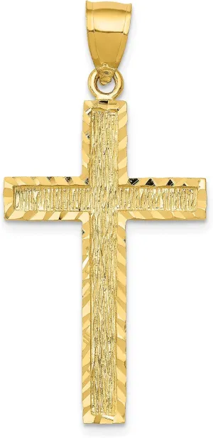 Avariah Solid 14K Yellow Gold Diamond-cut Cross Pendant - 40.4mm