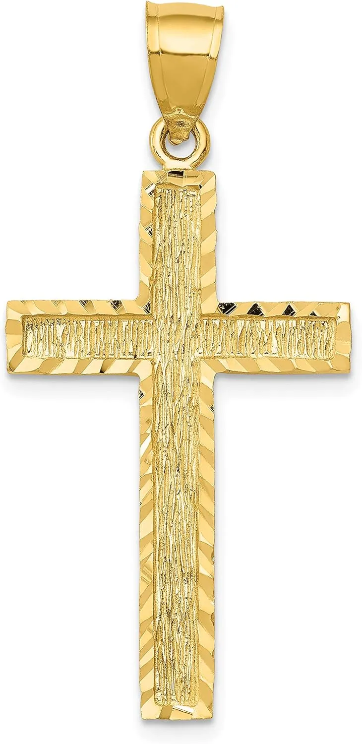 Avariah Solid 14K Yellow Gold Diamond-cut Cross Pendant - 40.4mm
