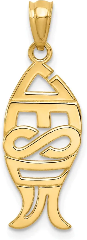Avariah Solid 14K yellow-gold Gold Polished JESUS Fish Pendant - 27mm