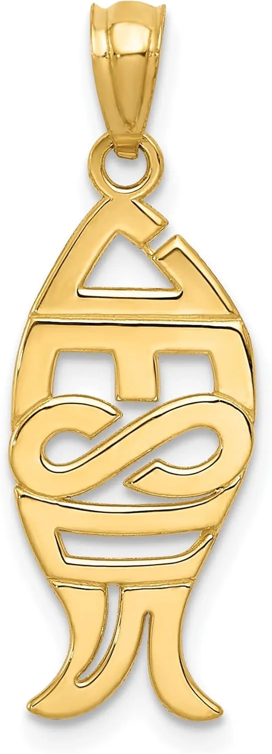 Avariah Solid 14K yellow-gold Gold Polished JESUS Fish Pendant - 27mm
