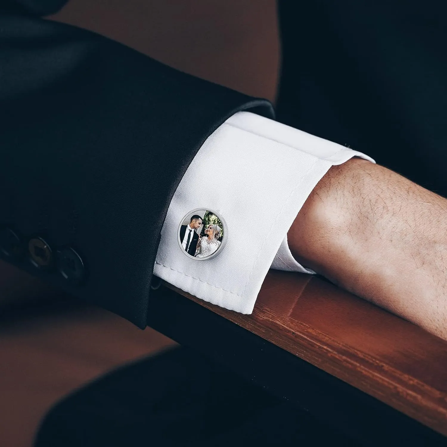 Bandmax Stainless Steel Mens Classic Cufflinks Custom 26 Alphabet Initial Cufflinks Personalized Monogram Name Cufflinks for Men Gift for Dad Husband